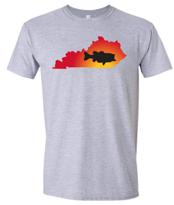 Short Sleeve T-Shirt Kentucky Athletic Heather Large Mouth Bass Vibrant Design High Quality Tight Knit Ring Spun Low Maintenance Cotton Printed With The Newest Available Color Transfer Technology