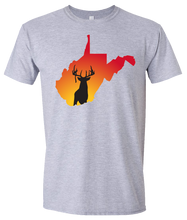 Load image into Gallery viewer, Short Sleeve T-Shirt West Virginia Athletic Heather Whitetail Deer Vibrant Design High Quality Tight Knit Ring Spun Low Maintenance Cotton Printed With The Newest Available Color Transfer Technology