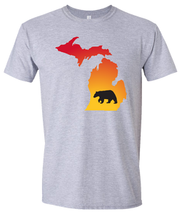 Short Sleeve T-Shirt Michigan Athletic Heather Black Bear Vibrant Design High Quality Tight Knit Ring Spun Low Maintenance Cotton Printed With The Newest Available Color Transfer Technology