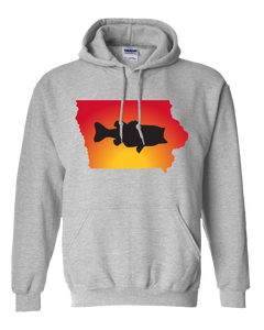 Pullover Hooded Sweatshirt Iowa Athletic Heather Large Mouth Bass Vibrant Design High Quality Tight Knit Ring Spun Low Maintenance Cotton Printed With The Newest Available Color Transfer Technology