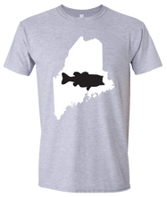 Load image into Gallery viewer, Short Sleeve T-Shirt Maine Athletic Heather Large Mouth Bass Vibrant Design High Quality Tight Knit Ring Spun Low Maintenance Cotton Printed With The Newest Available Color Transfer Technology