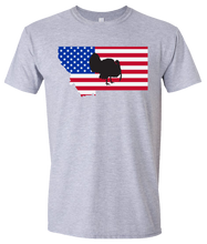 Load image into Gallery viewer, Short Sleeve T-Shirt Montana Athletic Heather Turkey Vibrant Design High Quality Tight Knit Ring Spun Low Maintenance Cotton Printed With The Newest Available Color Transfer Technology