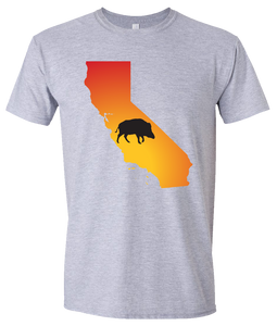Short Sleeve T-Shirt California Athletic Heather Wild Hog Vibrant Design High Quality Tight Knit Ring Spun Low Maintenance Cotton Printed With The Newest Available Color Transfer Technology