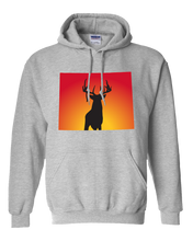 Load image into Gallery viewer, Pullover Hooded Sweatshirt Wyoming Athletic Heather Whitetail Deer Vibrant Design High Quality Tight Knit Ring Spun Low Maintenance Cotton Printed With The Newest Available Color Transfer Technology