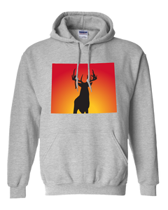 Pullover Hooded Sweatshirt Wyoming Athletic Heather Whitetail Deer Vibrant Design High Quality Tight Knit Ring Spun Low Maintenance Cotton Printed With The Newest Available Color Transfer Technology