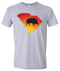 Short Sleeve T-Shirt South Carolina Athletic Heather Wild Hog Vibrant Design High Quality Tight Knit Ring Spun Low Maintenance Cotton Printed With The Newest Available Color Transfer Technology