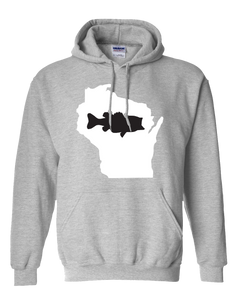 Pullover Hooded Sweatshirt Wisconsin Athletic Heather Large Mouth Bass Vibrant Design High Quality Tight Knit Ring Spun Low Maintenance Cotton Printed With The Newest Available Color Transfer Technology
