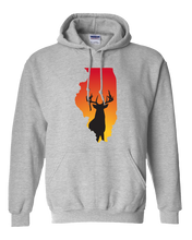 Load image into Gallery viewer, Pullover Hooded Sweatshirt Illinois Athletic Heather Whitetail Deer Vibrant Design High Quality Tight Knit Ring Spun Low Maintenance Cotton Printed With The Newest Available Color Transfer Technology