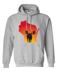Pullover Hooded Sweatshirt Wisconsin Athletic Heather Moose Vibrant Design High Quality Tight Knit Ring Spun Low Maintenance Cotton Printed With The Newest Available Color Transfer Technology
