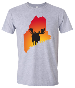 Short Sleeve T-Shirt Maine Athletic Heather Moose Vibrant Design High Quality Tight Knit Ring Spun Low Maintenance Cotton Printed With The Newest Available Color Transfer Technology