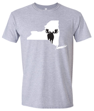 Load image into Gallery viewer, Short Sleeve T-Shirt New York Athletic Heather Moose Vibrant Design High Quality Tight Knit Ring Spun Low Maintenance Cotton Printed With The Newest Available Color Transfer Technology