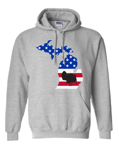 Pullover Hooded Sweatshirt Michigan Athletic Heather Turkey Vibrant Design High Quality Tight Knit Ring Spun Low Maintenance Cotton Printed With The Newest Available Color Transfer Technology