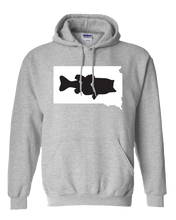 Load image into Gallery viewer, Pullover Hooded Sweatshirt South Dakota Athletic Heather Large Mouth Bass Vibrant Design High Quality Tight Knit Ring Spun Low Maintenance Cotton Printed With The Newest Available Color Transfer Technology