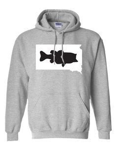 Pullover Hooded Sweatshirt South Dakota Athletic Heather Large Mouth Bass Vibrant Design High Quality Tight Knit Ring Spun Low Maintenance Cotton Printed With The Newest Available Color Transfer Technology