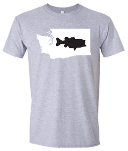 Short Sleeve T-Shirt Washington Athletic Heather Large Mouth Bass Vibrant Design High Quality Tight Knit Ring Spun Low Maintenance Cotton Printed With The Newest Available Color Transfer Technology