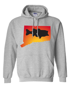 Pullover Hooded Sweatshirt Connecticut Athletic Heather Large Mouth Bass Vibrant Design High Quality Tight Knit Ring Spun Low Maintenance Cotton Printed With The Newest Available Color Transfer Technology