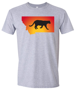 Short Sleeve T-Shirt Montana Athletic Heather Mountain Lion Vibrant Design High Quality Tight Knit Ring Spun Low Maintenance Cotton Printed With The Newest Available Color Transfer Technology
