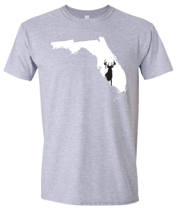 Short Sleeve T-Shirt Florida Athletic Heather Whitetail Deer Vibrant Design High Quality Tight Knit Ring Spun Low Maintenance Cotton Printed With The Newest Available Color Transfer Technology