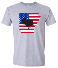 Load image into Gallery viewer, Short Sleeve T-Shirt Arkansas Athletic Heather Turkey Vibrant Design High Quality Tight Knit Ring Spun Low Maintenance Cotton Printed With The Newest Available Color Transfer Technology