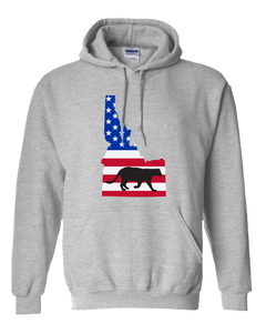 Pullover Hooded Sweatshirt Idaho Athletic Heather Mountain Lion Vibrant Design High Quality Tight Knit Ring Spun Low Maintenance Cotton Printed With The Newest Available Color Transfer Technology