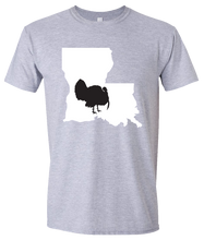 Load image into Gallery viewer, Short Sleeve T-Shirt Louisiana Athletic Heather Turkey Vibrant Design High Quality Tight Knit Ring Spun Low Maintenance Cotton Printed With The Newest Available Color Transfer Technology