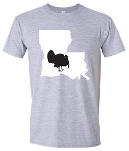 Short Sleeve T-Shirt Louisiana Athletic Heather Turkey Vibrant Design High Quality Tight Knit Ring Spun Low Maintenance Cotton Printed With The Newest Available Color Transfer Technology