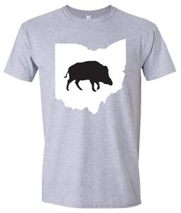 Short Sleeve T-Shirt Ohio Athletic Heather Wild Hog Vibrant Design High Quality Tight Knit Ring Spun Low Maintenance Cotton Printed With The Newest Available Color Transfer Technology