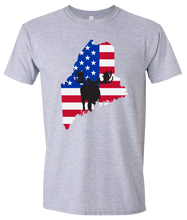 Load image into Gallery viewer, Short Sleeve T-Shirt Maine Athletic Heather Moose Vibrant Design High Quality Tight Knit Ring Spun Low Maintenance Cotton Printed With The Newest Available Color Transfer Technology