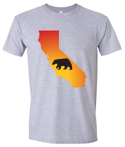 Short Sleeve T-Shirt California Athletic Heather Black Bear Vibrant Design High Quality Tight Knit Ring Spun Low Maintenance Cotton Printed With The Newest Available Color Transfer Technology