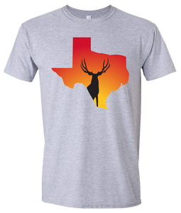 Short Sleeve T-Shirt Texas Athletic Heather Mule Deer Vibrant Design High Quality Tight Knit Ring Spun Low Maintenance Cotton Printed With The Newest Available Color Transfer Technology