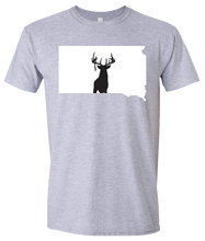 Load image into Gallery viewer, Short Sleeve T-Shirt South Dakota Athletic Heather Whitetail Deer Vibrant Design High Quality Tight Knit Ring Spun Low Maintenance Cotton Printed With The Newest Available Color Transfer Technology