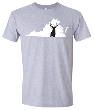 Load image into Gallery viewer, Short Sleeve T-Shirt Virginia Athletic Heather Whitetail Deer Vibrant Design High Quality Tight Knit Ring Spun Low Maintenance Cotton Printed With The Newest Available Color Transfer Technology