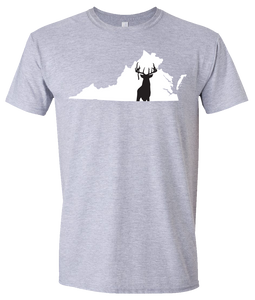 Short Sleeve T-Shirt Virginia Athletic Heather Whitetail Deer Vibrant Design High Quality Tight Knit Ring Spun Low Maintenance Cotton Printed With The Newest Available Color Transfer Technology