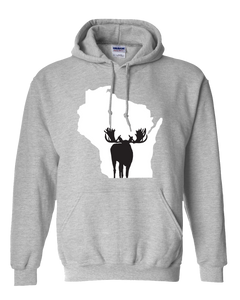 Pullover Hooded Sweatshirt Wisconsin Athletic Heather Moose Vibrant Design High Quality Tight Knit Ring Spun Low Maintenance Cotton Printed With The Newest Available Color Transfer Technology