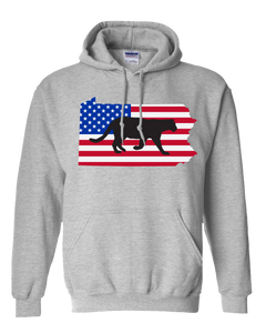 Pullover Hooded Sweatshirt Pennsylvania Athletic Heather Mountain Lion Vibrant Design High Quality Tight Knit Ring Spun Low Maintenance Cotton Printed With The Newest Available Color Transfer Technology