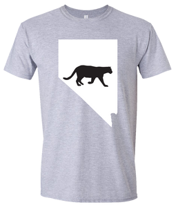 Short Sleeve T-Shirt Nevada Athletic Heather Mountain Lion Vibrant Design High Quality Tight Knit Ring Spun Low Maintenance Cotton Printed With The Newest Available Color Transfer Technology