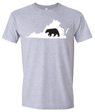 Load image into Gallery viewer, Short Sleeve T-Shirt Virginia Athletic Heather Black Bear Vibrant Design High Quality Tight Knit Ring Spun Low Maintenance Cotton Printed With The Newest Available Color Transfer Technology