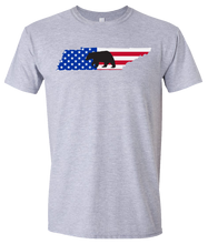 Load image into Gallery viewer, Short Sleeve T-Shirt Tennessee Athletic Heather Black Bear Vibrant Design High Quality Tight Knit Ring Spun Low Maintenance Cotton Printed With The Newest Available Color Transfer Technology