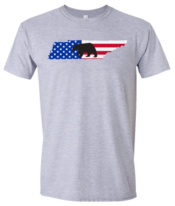 Short Sleeve T-Shirt Tennessee Athletic Heather Black Bear Vibrant Design High Quality Tight Knit Ring Spun Low Maintenance Cotton Printed With The Newest Available Color Transfer Technology