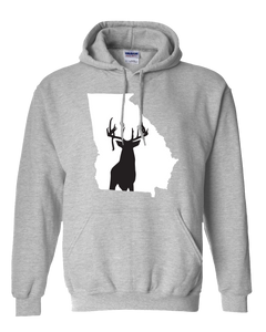 Pullover Hooded Sweatshirt Georgia Athletic Heather Whitetail Deer Vibrant Design High Quality Tight Knit Ring Spun Low Maintenance Cotton Printed With The Newest Available Color Transfer Technology