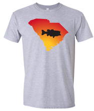 Load image into Gallery viewer, Short Sleeve T-Shirt South Carolina Athletic Heather Large Mouth Bass Vibrant Design High Quality Tight Knit Ring Spun Low Maintenance Cotton Printed With The Newest Available Color Transfer Technology