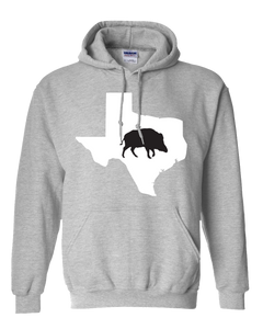 Pullover Hooded Sweatshirt Texas Athletic Heather Wild Hog Vibrant Design High Quality Tight Knit Ring Spun Low Maintenance Cotton Printed With The Newest Available Color Transfer Technology