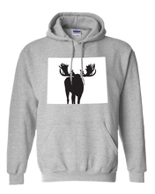 Load image into Gallery viewer, Pullover Hooded Sweatshirt Wyoming Athletic Heather Moose Vibrant Design High Quality Tight Knit Ring Spun Low Maintenance Cotton Printed With The Newest Available Color Transfer Technology