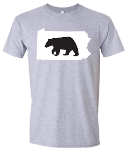 Short Sleeve T-Shirt Pennsylvania Athletic Heather Black Bear Vibrant Design High Quality Tight Knit Ring Spun Low Maintenance Cotton Printed With The Newest Available Color Transfer Technology