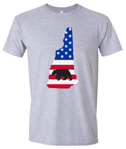 Short Sleeve T-Shirt New Hampshire Athletic Heather Black Bear Vibrant Design High Quality Tight Knit Ring Spun Low Maintenance Cotton Printed With The Newest Available Color Transfer Technology