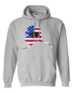 Pullover Hooded Sweatshirt Alaska Athletic Heather Black Bear Vibrant Design High Quality Tight Knit Ring Spun Low Maintenance Cotton Printed With The Newest Available Color Transfer Technology