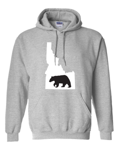 Pullover Hooded Sweatshirt Idaho Athletic Heather Black Bear Vibrant Design High Quality Tight Knit Ring Spun Low Maintenance Cotton Printed With The Newest Available Color Transfer Technology