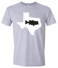 Load image into Gallery viewer, Short Sleeve T-Shirt Texas Athletic Heather Large Mouth Bass Vibrant Design High Quality Tight Knit Ring Spun Low Maintenance Cotton Printed With The Newest Available Color Transfer Technology