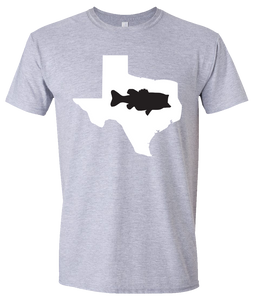 Short Sleeve T-Shirt Texas Athletic Heather Large Mouth Bass Vibrant Design High Quality Tight Knit Ring Spun Low Maintenance Cotton Printed With The Newest Available Color Transfer Technology