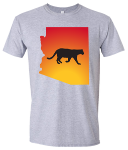 Short Sleeve T-Shirt Arizona Athletic Heather Mountain Lion Vibrant Design High Quality Tight Knit Ring Spun Low Maintenance Cotton Printed With The Newest Available Color Transfer Technology